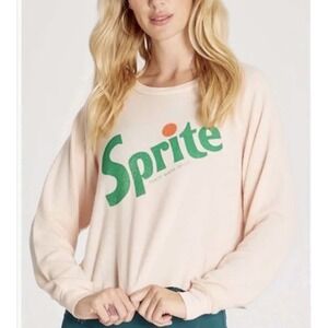Wildfox Coca Cola Women's Medium Pink Sprite World Tour Crop Sweatshirt Top NWT